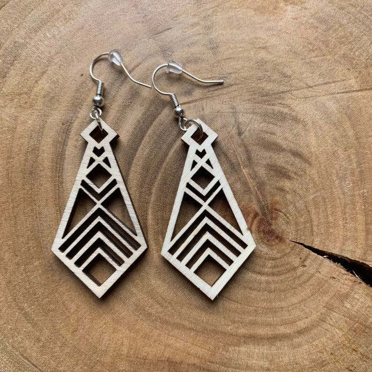 Boucles d'oreilles en bois - Style bohème, naturel - MMWood