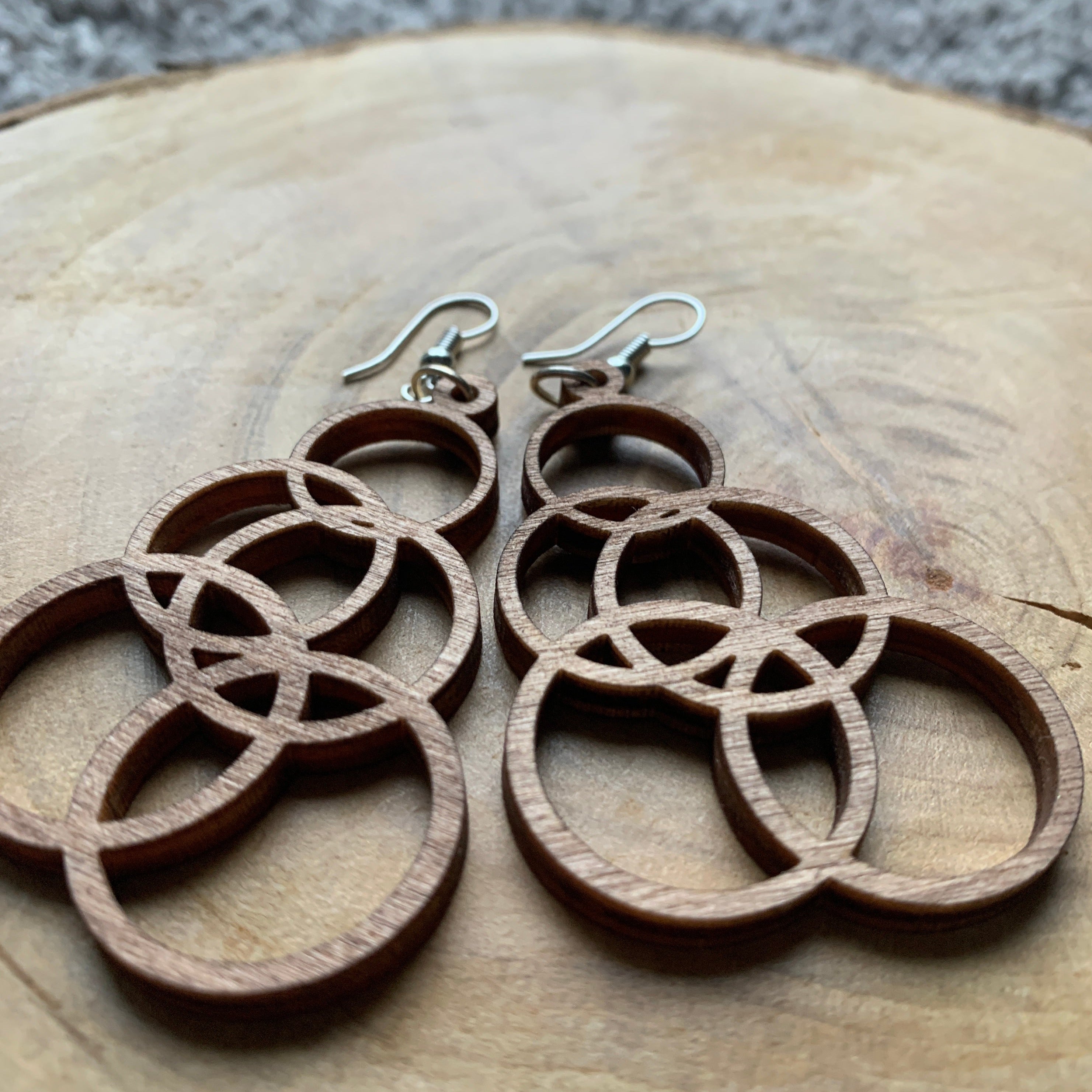 Boucles d'oreilles en bois - Style bohème, naturel, festif, jeux olympiques - MMWood