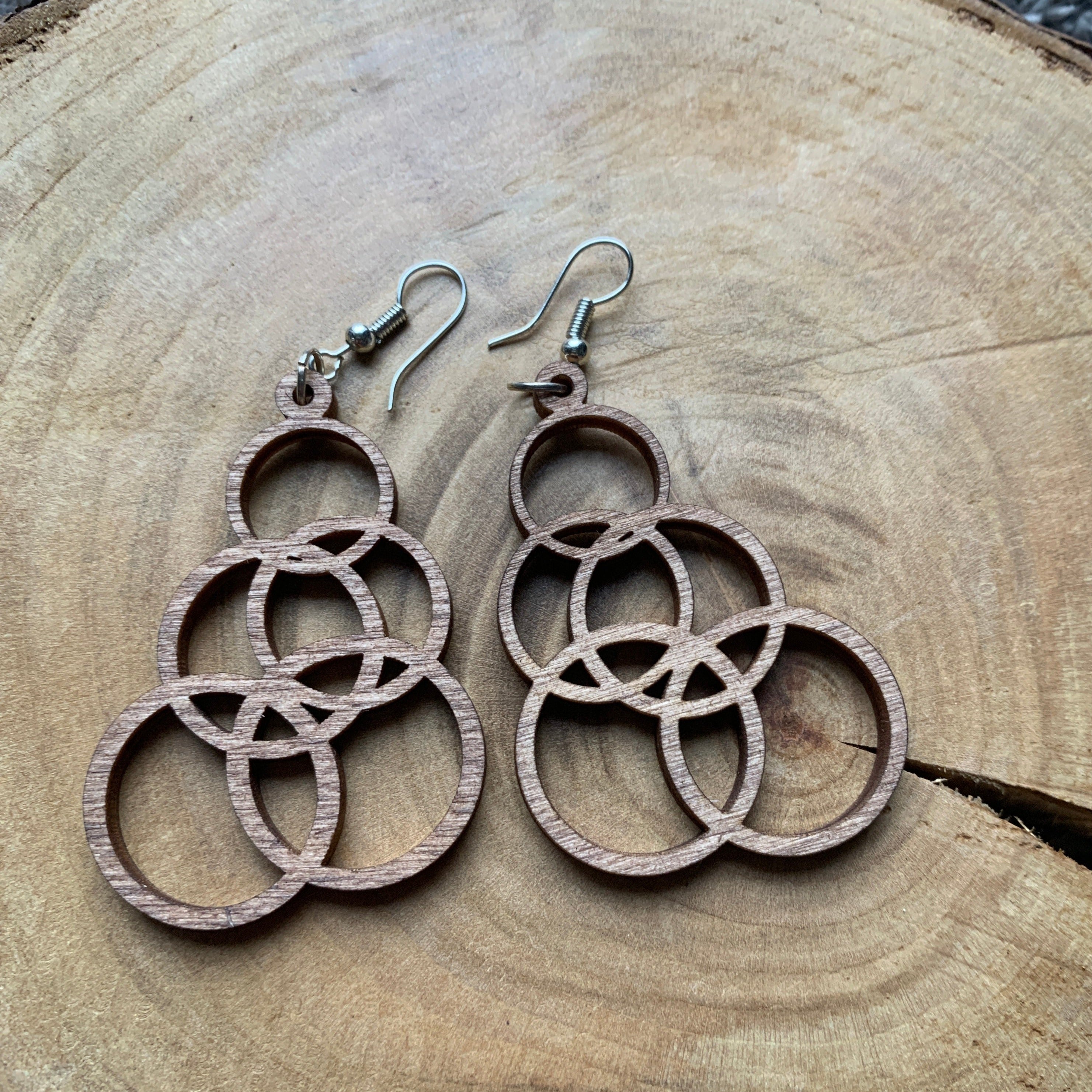 Boucles d'oreilles en bois - Style bohème, naturel, festif, jeux olympiques - MMWood